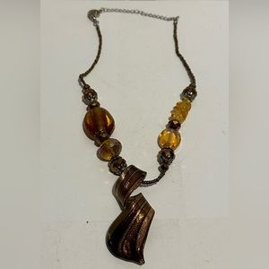 Erica Lyons Earthtone Beaded Artisan Glass Necklace